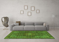 Machine Washable Persian Green Traditional Rug, wshtr2176grn