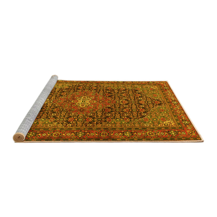 Sideview of Machine Washable Persian Yellow Traditional Rug, wshtr2176yw