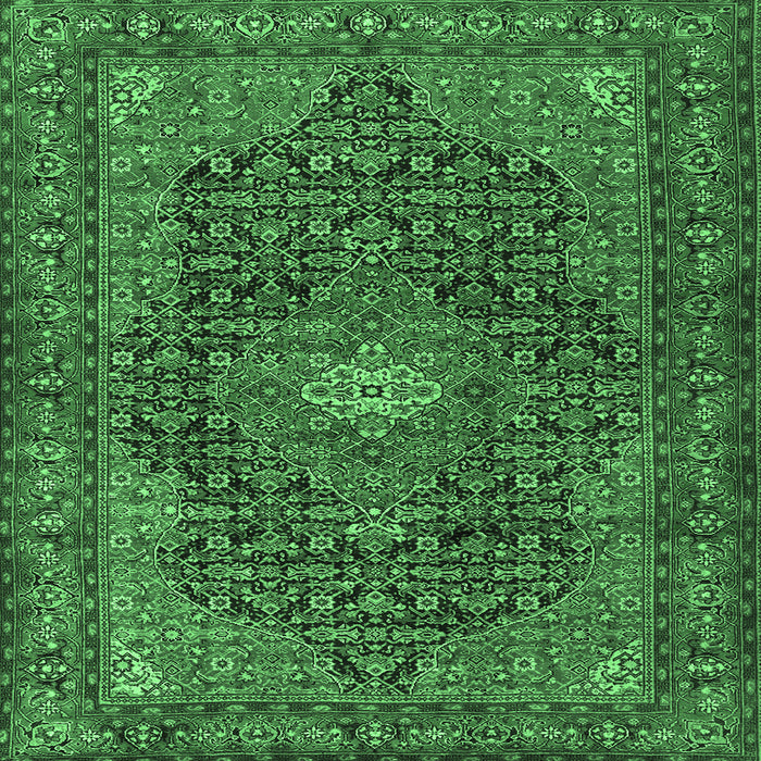 Square Machine Washable Persian Emerald Green Traditional Area Rugs, wshtr2176emgrn