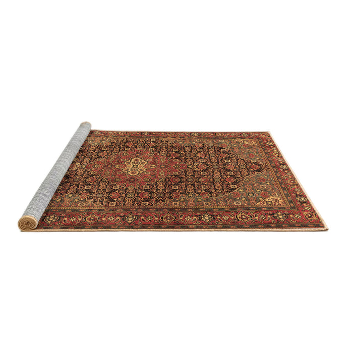 Sideview of Machine Washable Persian Brown Traditional Rug, wshtr2176brn
