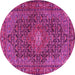 Round Machine Washable Persian Pink Traditional Rug, wshtr2176pnk