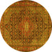 Round Machine Washable Persian Yellow Traditional Rug, wshtr2176yw