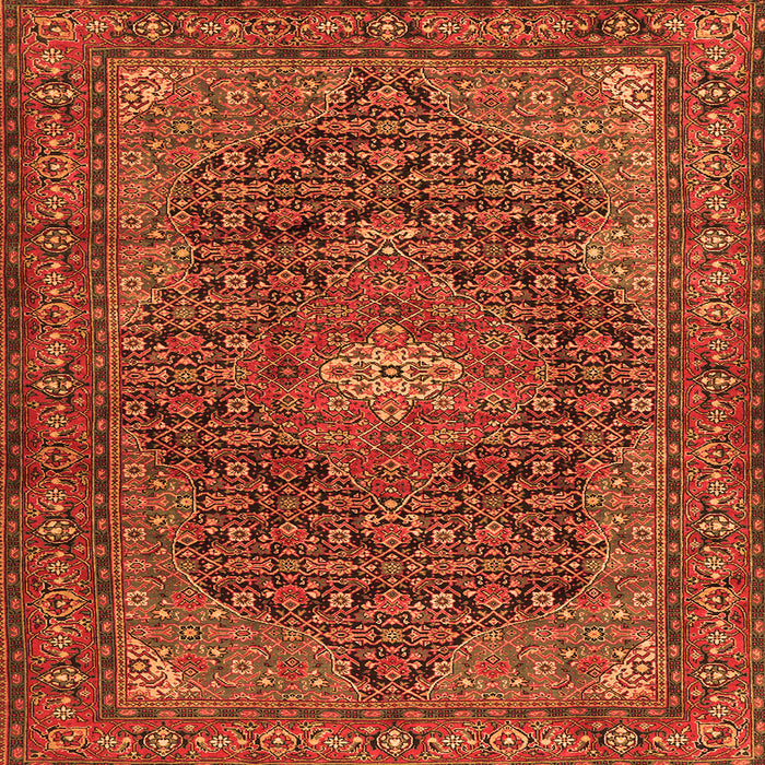 Round Machine Washable Persian Orange Traditional Area Rugs, wshtr2176org