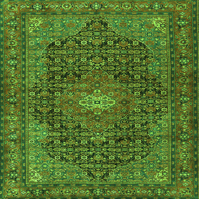 Round Machine Washable Persian Green Traditional Area Rugs, wshtr2176grn