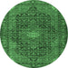 Round Persian Emerald Green Traditional Rug, tr2176emgrn