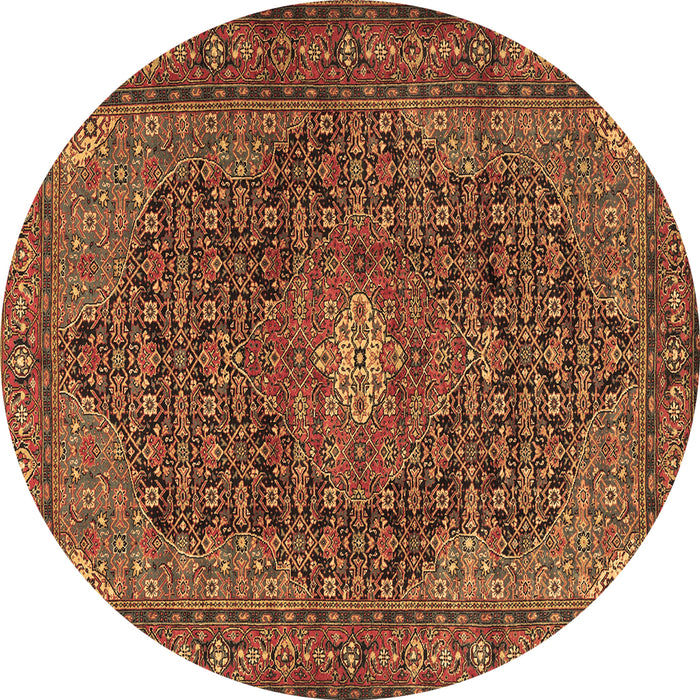 Round Machine Washable Persian Brown Traditional Rug, wshtr2176brn