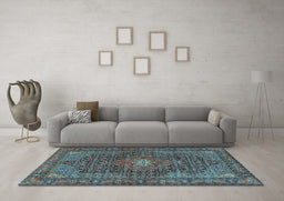 Machine Washable Persian Light Blue Traditional Rug in a Living Room, wshtr2176lblu