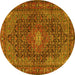 Round Persian Yellow Traditional Rug, tr2176yw