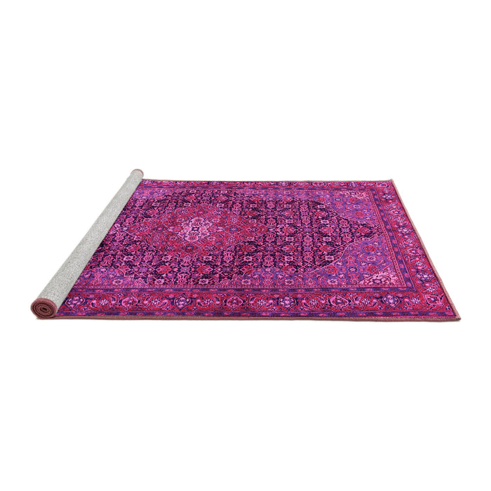 Sideview of Machine Washable Persian Pink Traditional Rug, wshtr2176pnk