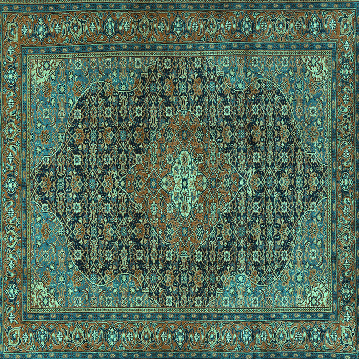 Square Machine Washable Persian Turquoise Traditional Area Rugs, wshtr2176turq