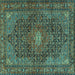 Square Machine Washable Persian Turquoise Traditional Area Rugs, wshtr2176turq