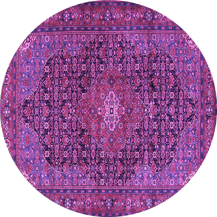 Round Machine Washable Persian Purple Traditional Area Rugs, wshtr2176pur