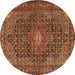 Round Persian Brown Traditional Rug, tr2176brn