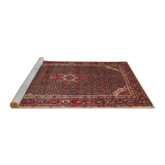 Sideview of Machine Washable Traditional Copper Red Pink Rug, wshtr2177