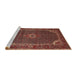 Sideview of Machine Washable Traditional Copper Red Pink Rug, wshtr2177