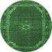 Round Persian Emerald Green Traditional Rug, tr2177emgrn