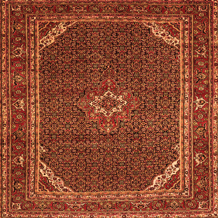 Round Machine Washable Persian Orange Traditional Area Rugs, wshtr2177org