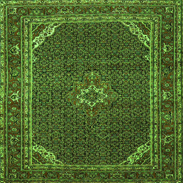 Round Machine Washable Persian Green Traditional Area Rugs, wshtr2177grn