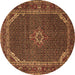 Round Machine Washable Persian Brown Traditional Rug, wshtr2177brn