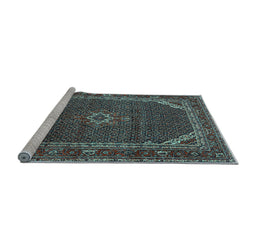 Sideview of Machine Washable Persian Light Blue Traditional Rug, wshtr2177lblu