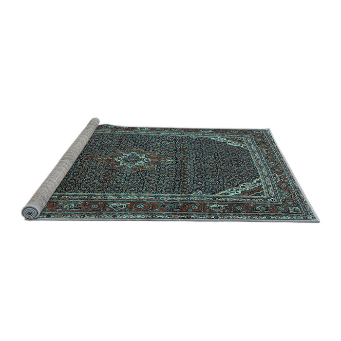 Sideview of Machine Washable Persian Light Blue Traditional Rug, wshtr2177lblu