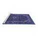 Sideview of Machine Washable Persian Blue Traditional Rug, wshtr2177blu