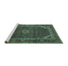 Sideview of Machine Washable Persian Turquoise Traditional Area Rugs, wshtr2177turq