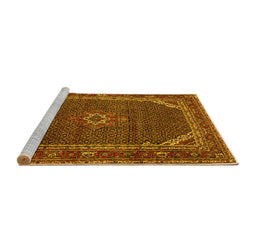 Sideview of Machine Washable Persian Yellow Traditional Rug, wshtr2177yw