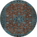 Round Persian Light Blue Traditional Rug, tr2178lblu