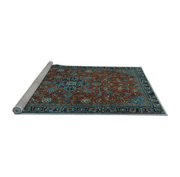 Sideview of Machine Washable Persian Light Blue Traditional Rug, wshtr2178lblu