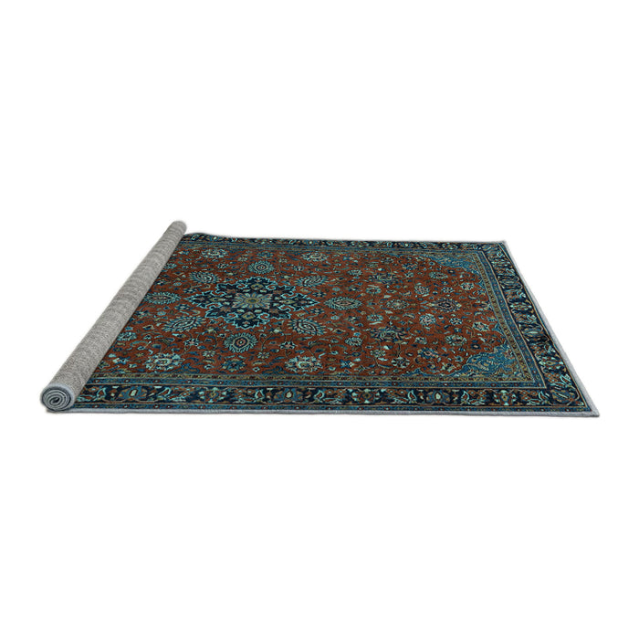 Sideview of Machine Washable Persian Light Blue Traditional Rug, wshtr2178lblu