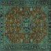 Square Machine Washable Persian Turquoise Traditional Area Rugs, wshtr2178turq