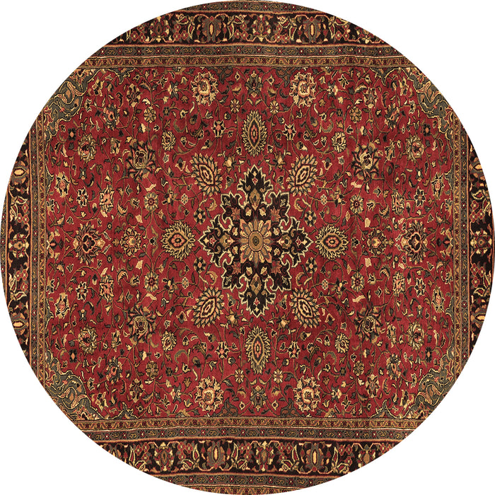 Round Persian Brown Traditional Rug, tr2178brn
