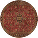 Round Persian Brown Traditional Rug, tr2178brn