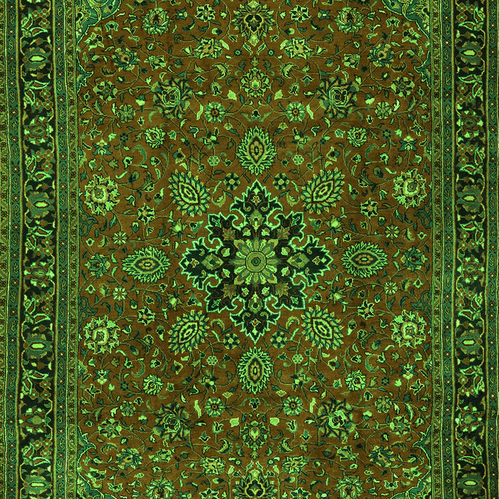 Serging Thickness of Machine Washable Persian Green Traditional Area Rugs, wshtr2178grn