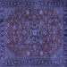 Square Machine Washable Persian Blue Traditional Rug, wshtr2178blu