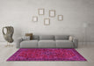 Machine Washable Persian Pink Traditional Rug in a Living Room, wshtr2178pnk