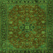 Round Machine Washable Persian Green Traditional Area Rugs, wshtr2178grn