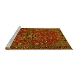 Sideview of Machine Washable Persian Yellow Traditional Rug, wshtr2178yw