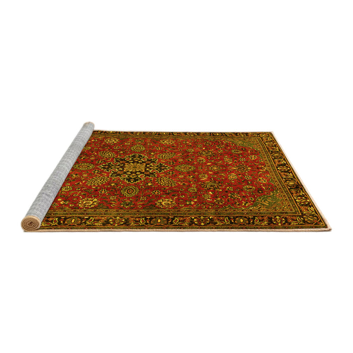 Sideview of Machine Washable Persian Yellow Traditional Rug, wshtr2178yw