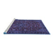 Sideview of Machine Washable Persian Blue Traditional Rug, wshtr2178blu