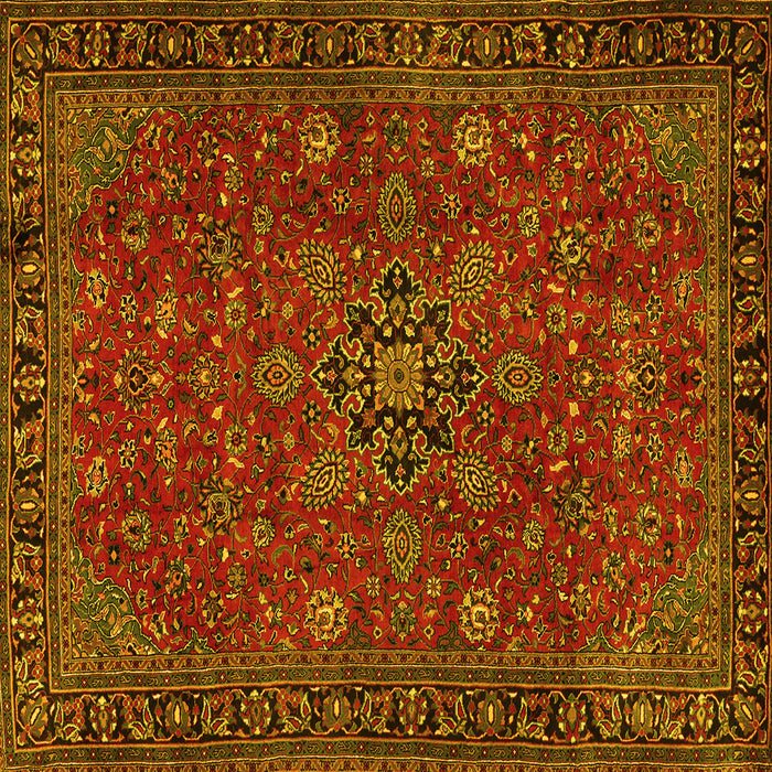Square Machine Washable Persian Yellow Traditional Rug, wshtr2178yw