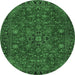 Round Persian Emerald Green Traditional Rug, tr2178emgrn