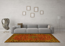 Machine Washable Persian Yellow Traditional Rug in a Living Room, wshtr2178yw