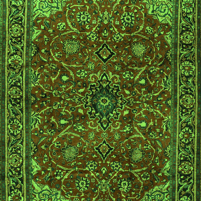 Serging Thickness of Machine Washable Persian Green Traditional Area Rugs, wshtr2179grn