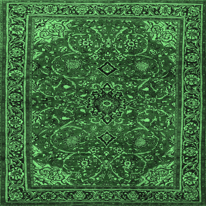 Square Persian Emerald Green Traditional Rug, tr2179emgrn