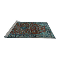 Sideview of Machine Washable Persian Light Blue Traditional Rug, wshtr2179lblu