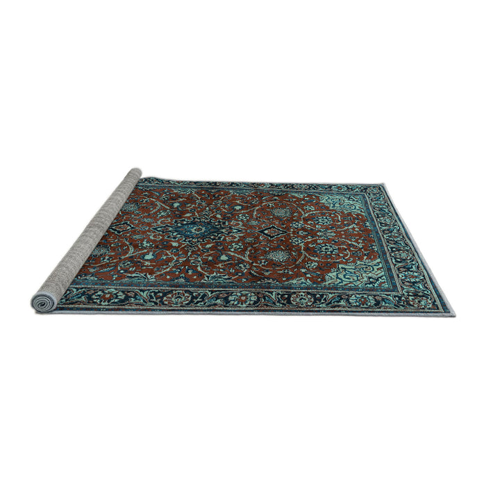 Sideview of Machine Washable Persian Light Blue Traditional Rug, wshtr2179lblu