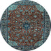 Round Machine Washable Persian Light Blue Traditional Rug, wshtr2179lblu