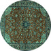 Round Persian Turquoise Traditional Rug, tr2179turq